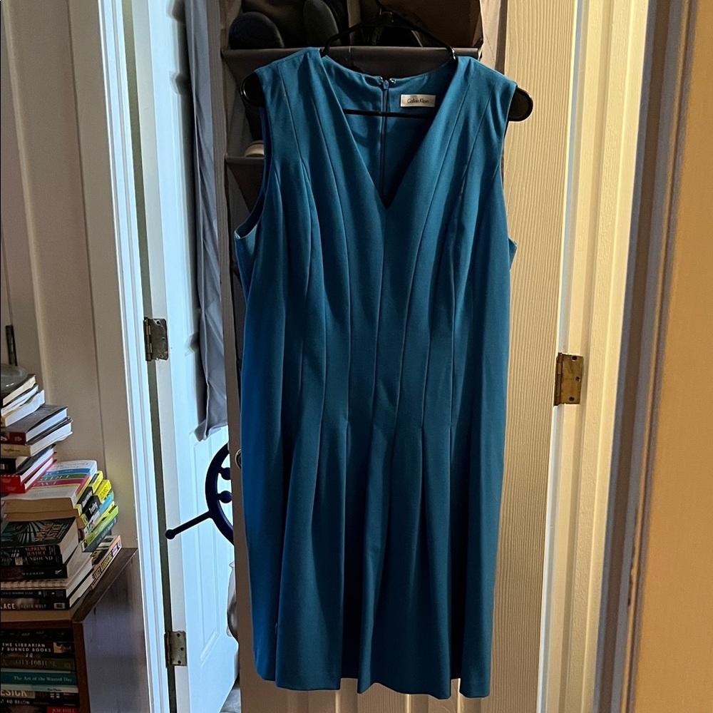 Calvin Klein Teal Sleeveless Midi Dress